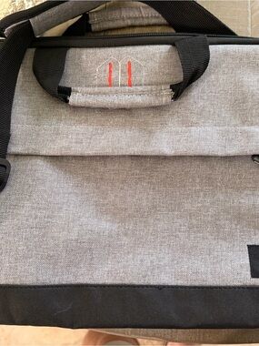 Targus Gray Laptop Briefcase with Black Trim and Red Stitch Accents